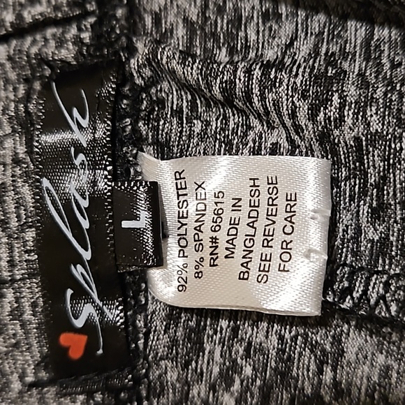 Splash Juniors Heathered Black White Polyester Spandex Running Shorts Athletic L - Picture 7 of 8